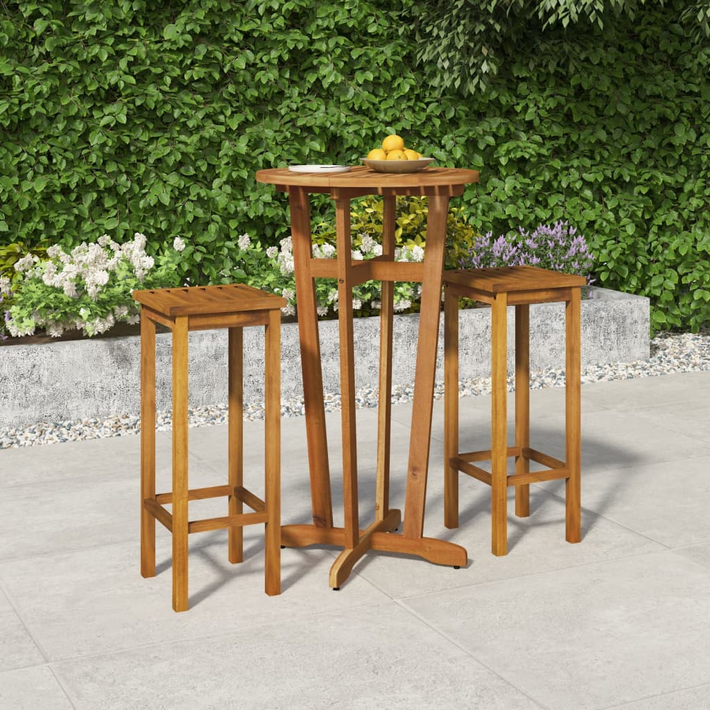 vidaXL 3 Piece Garden Bar Set Solid Wood  Acacia