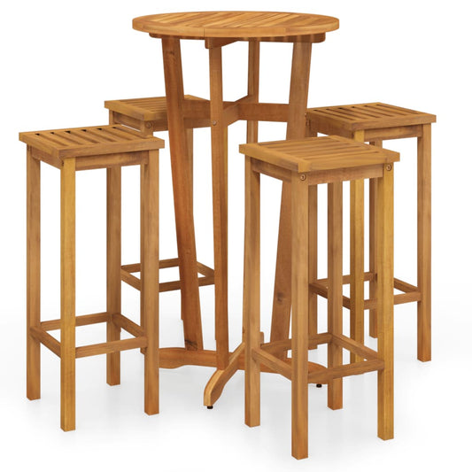 vidaXL 5 Piece Garden Bar Set Solid Wood  Acacia
