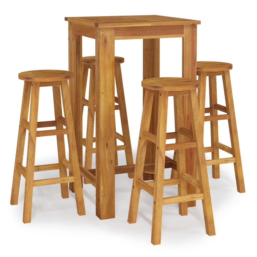 vidaXL 5 Piece Garden Bar Set Solid Wood  Acacia