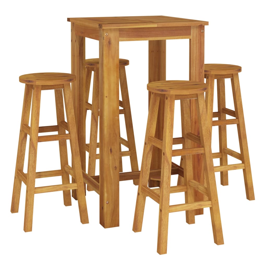 vidaXL 5 Piece Garden Bar Set Solid Wood  Acacia