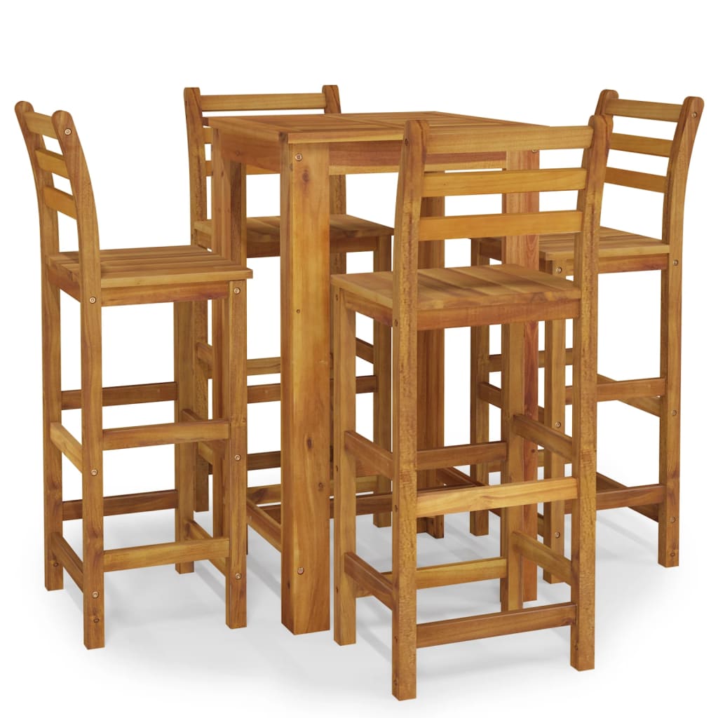 vidaXL Garden Bar Set | Natural wood | Solid acacia wood | Medium | Footrest