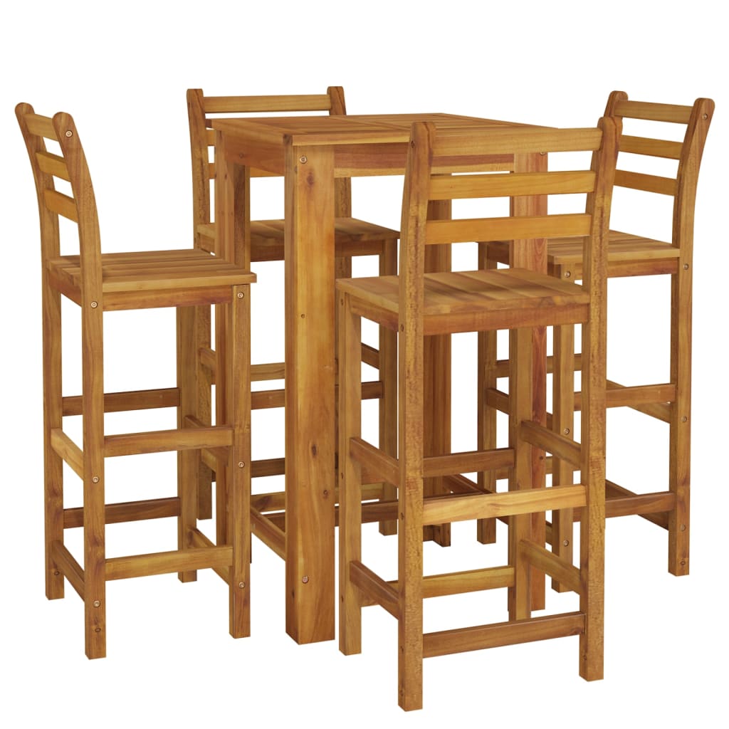 vidaXL Garden Bar Set | Natural wood | Solid acacia wood | Medium | Footrest
