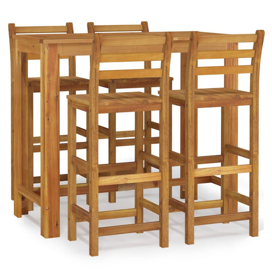 vidaXL Garden Bar Set | Natural Wood | Solid Acacia Wood | 5 Piece Set | Tough