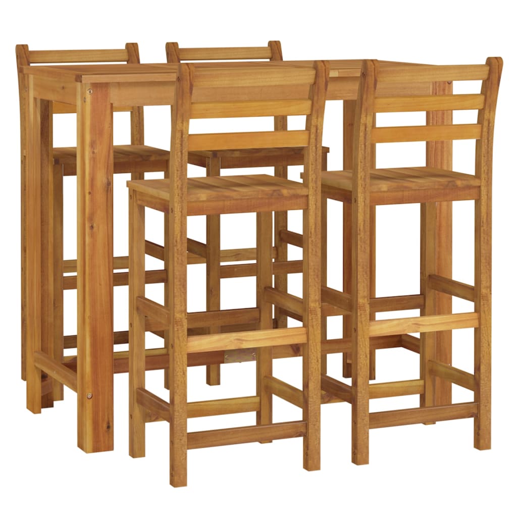 vidaXL Garden Bar Set | Natural Wood | Solid Acacia Wood | 5 Piece Set | Tough