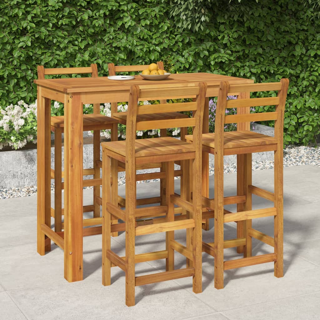 vidaXL Garden Bar Set | Natural Wood | Solid Acacia Wood | 5 Piece Set | Tough