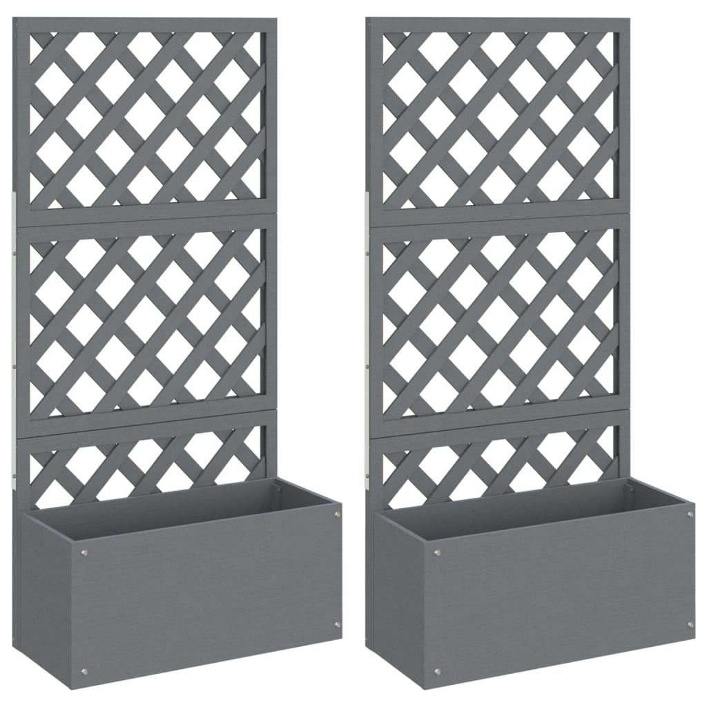 vidaXL Trellis Planters 2 pcs Grey 65x33x135 cm WPC
