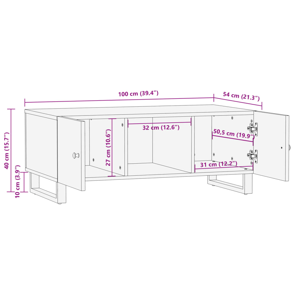 vidaXL Coffee Table 100x54x40 cm Solid Wood Reclaimed&Engineered Wood