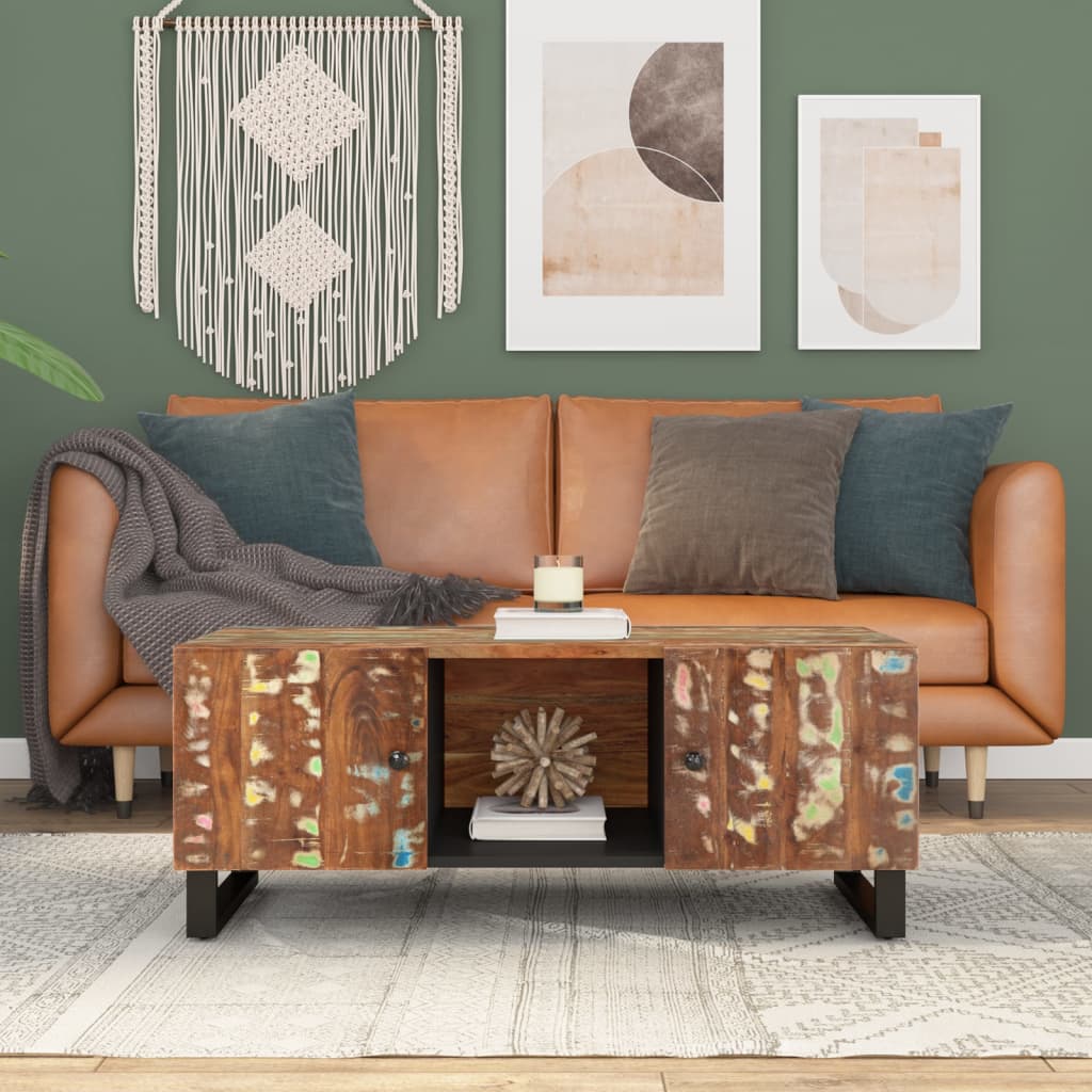 vidaXL Coffee Table 100x54x40 cm Solid Wood Reclaimed&Engineered Wood