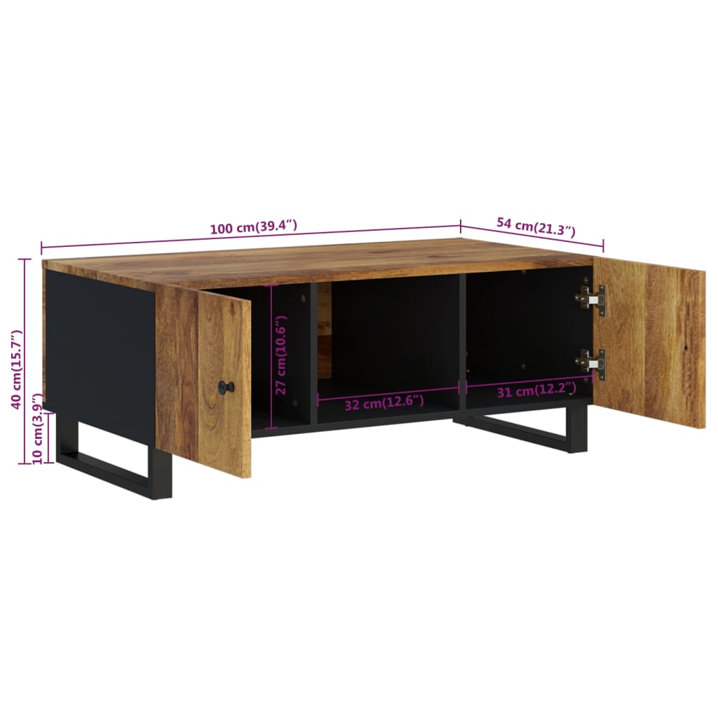 vidaXL Coffee Table 100x54x40 cm Solid Wood Mango&Engineered Wood