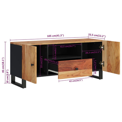 vidaXL TV Cabinet 105x33.5x46 cm Solid Wood Acacia&Engineered Wood