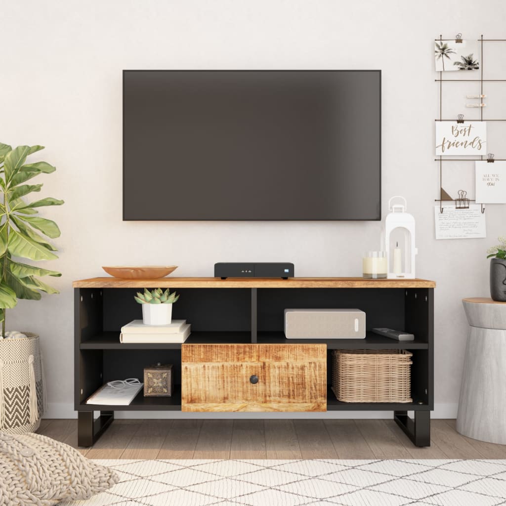 vidaXL TV Cabinet 100x33x46 cm Solid Wood Mango&Engineered Wood