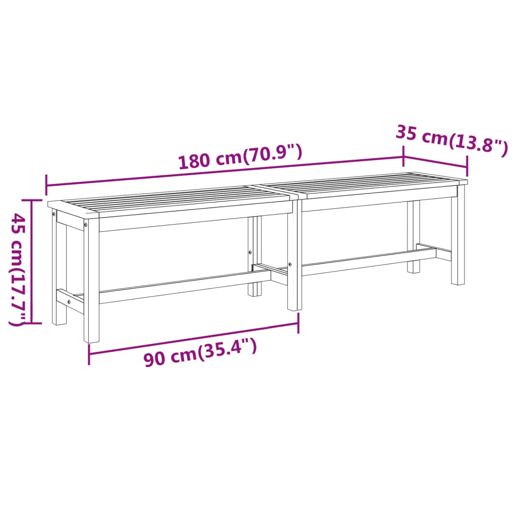 vidaXL Garden Bench 180x35x45 cm Solid Wood Acacia