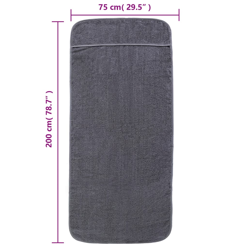 vidaXL Beach Towels 2 pcs Anthracite 75x200 cm Fabric 400 GSM