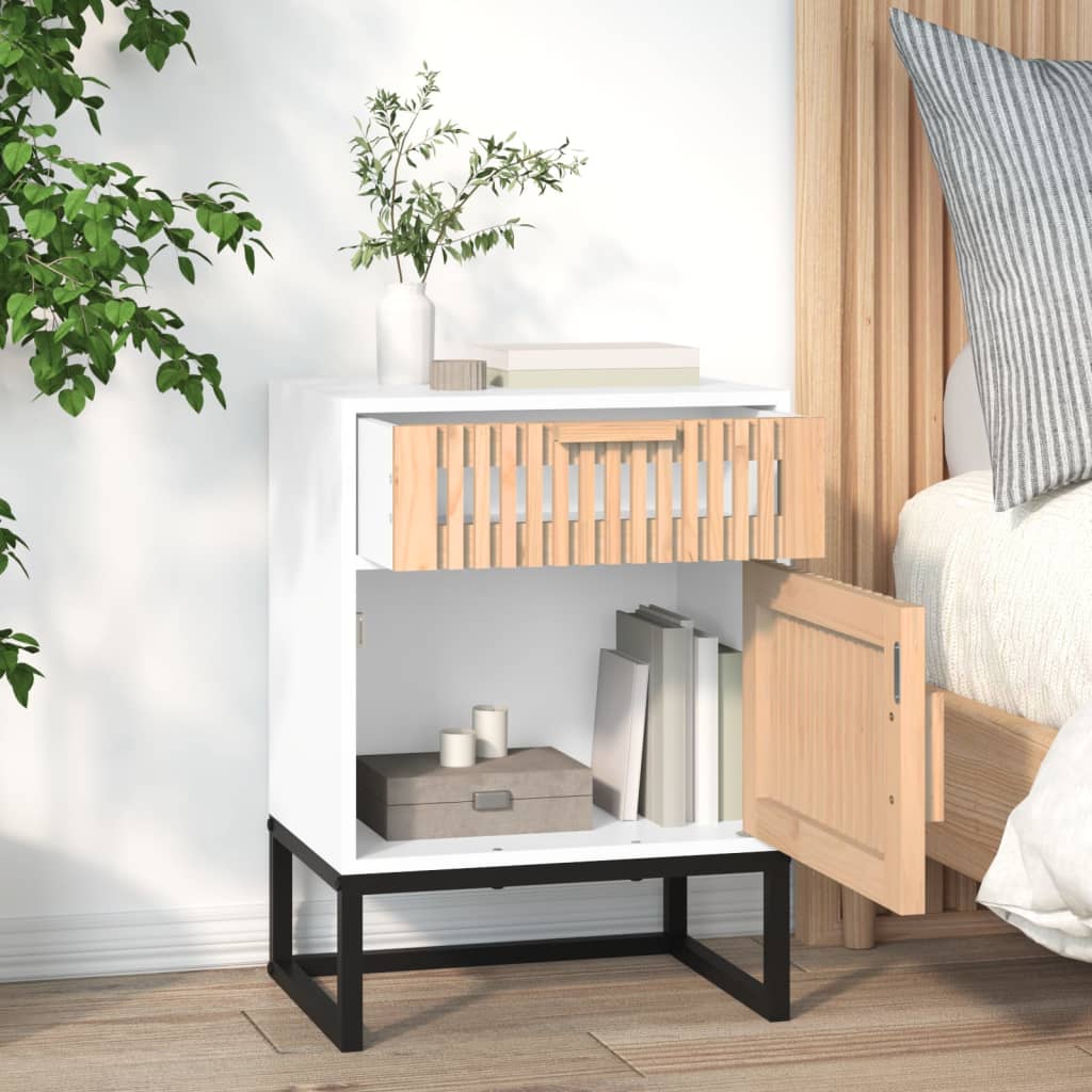 vidaXL Bedside Cabinets 2 pcs White 40x30x55.5 cm Engineered Wood&Iron