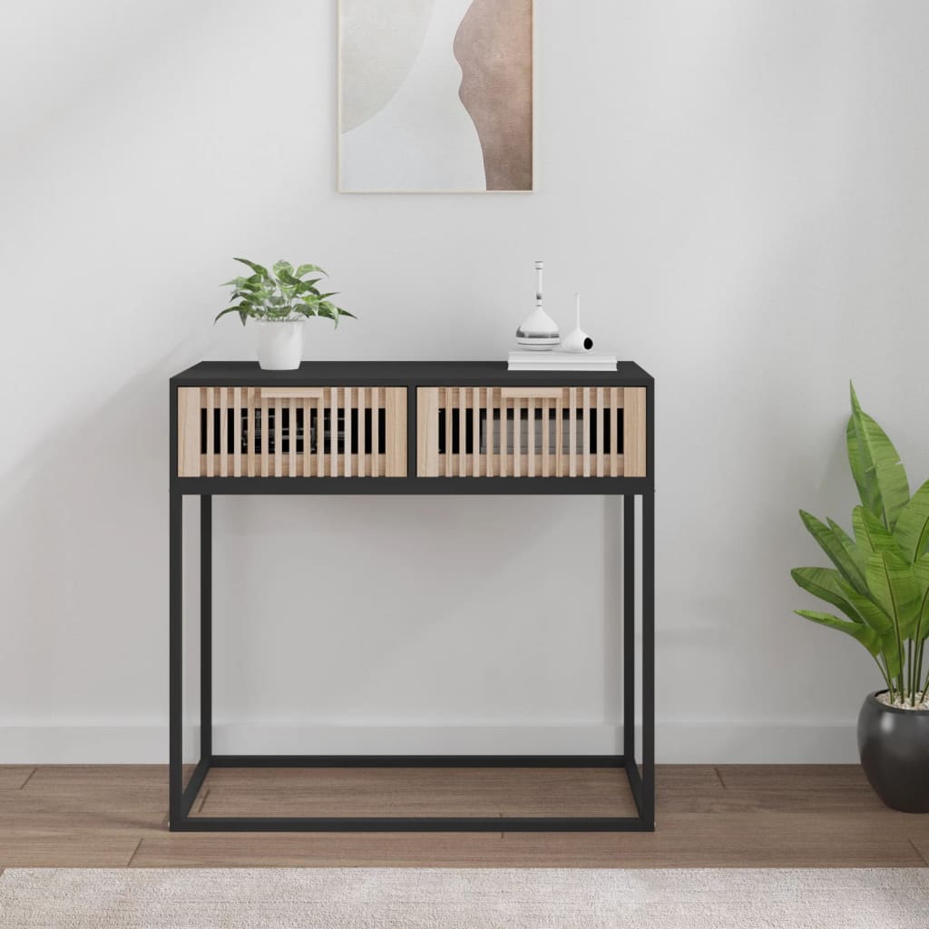 vidaXL Console Table Black 80x30x75 cm Engineered Wood and Iron
