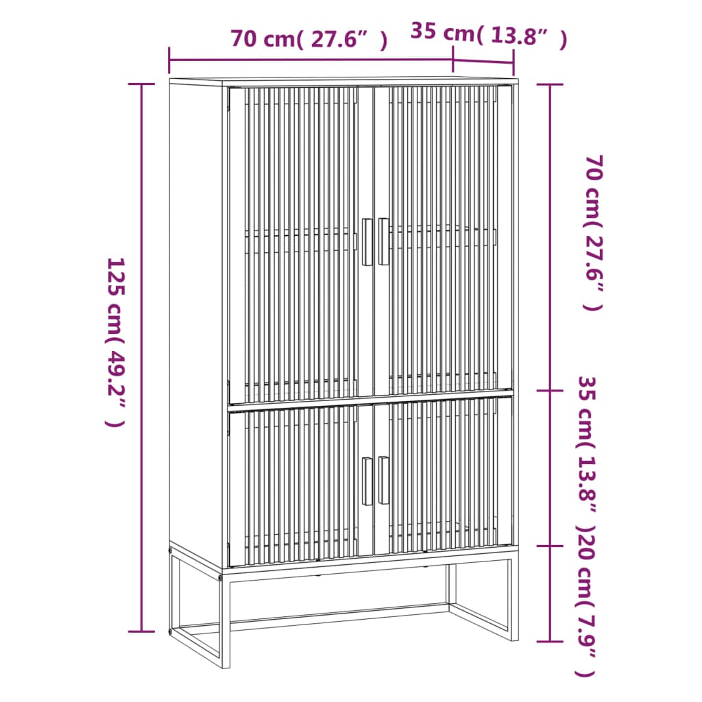 vidaXL Highboard White 70x35x125 cm Engineered Wood