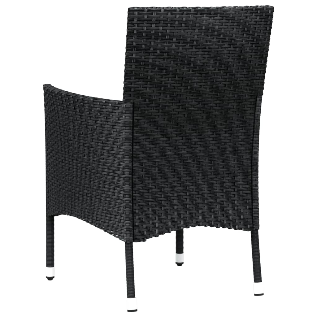 vidaXL Garden Chairs with Cushions 2 pcs Black Poly Rattan (UK/IE/FI/NO only)