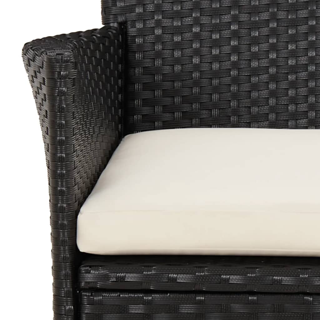 vidaXL Garden Chairs with Cushions 2 pcs Black Poly Rattan (UK/IE/FI/NO only)