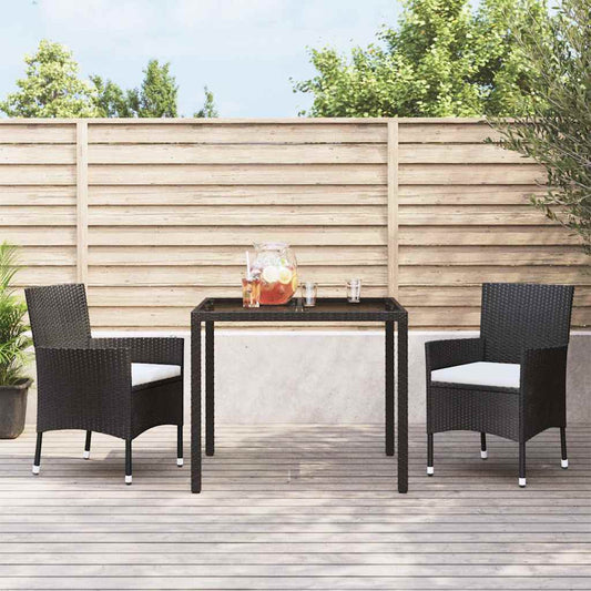 vidaXL Garden Chairs with Cushions 2 pcs Black Poly Rattan