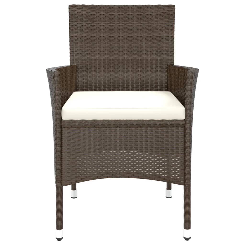 vidaXL Garden Chairs with Cushions 4 pcs Brown Poly Rattan (UK/IE/FI/NO only)