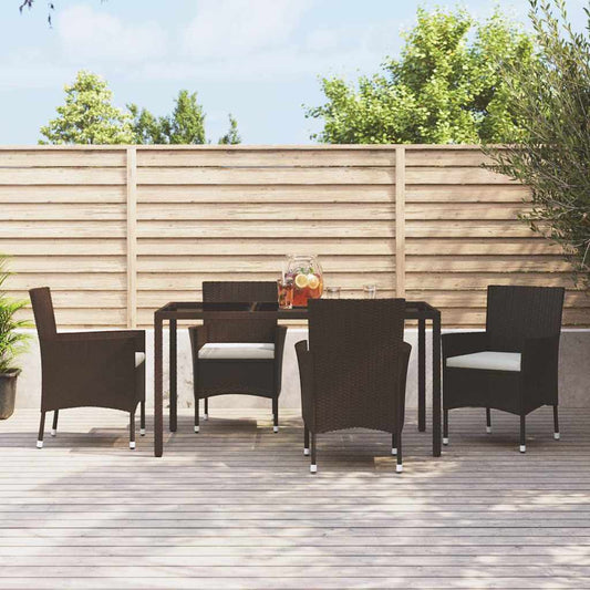 vidaXL Garden Chairs with Cushions 4 pcs Brown Poly Rattan