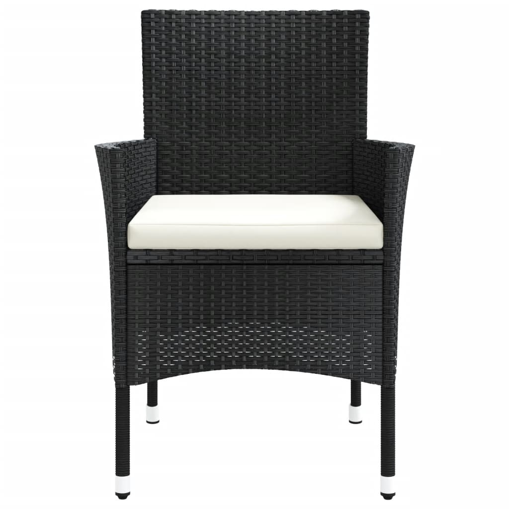 vidaXL Garden Chairs with Cushions 4 pcs Black Poly Rattan (UK/IE/FI/NO only)