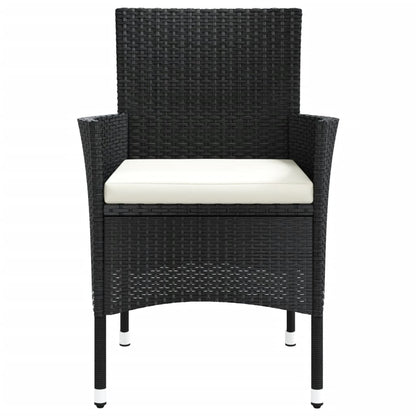 vidaXL Garden Chairs with Cushions 4 pcs Black Poly Rattan (UK/IE/FI/NO only)
