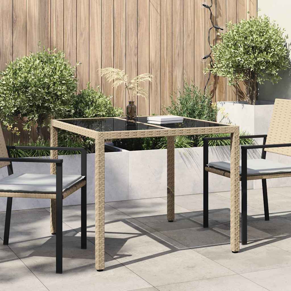 vidaXL Garden Table Beige 90 x 90 x 75 cm Poly Rattan