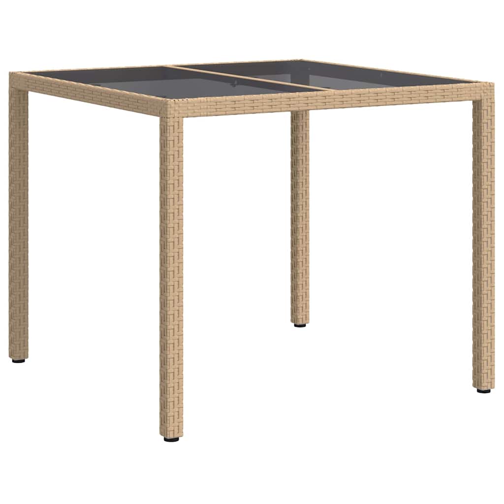vidaXL Garden Table Beige 90 x 90 x 75 cm Poly Rattan