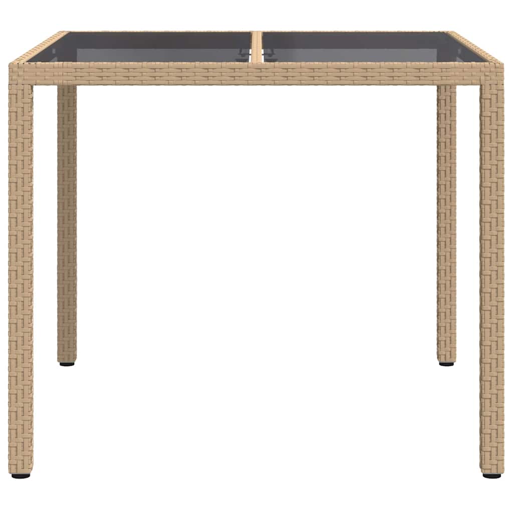 vidaXL Garden Table Beige 90 x 90 x 75 cm Poly Rattan