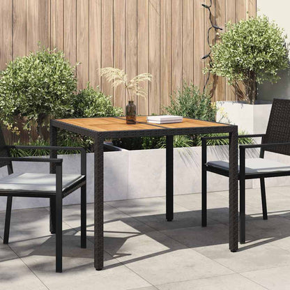 vidaXL Garden Table Black 90 x 90 x 75 cm Poly Rattan