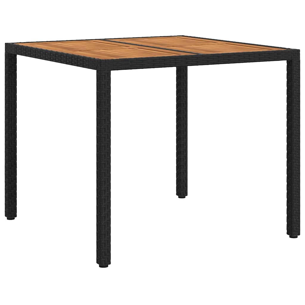 vidaXL Garden Table Black 90 x 90 x 75 cm Poly Rattan