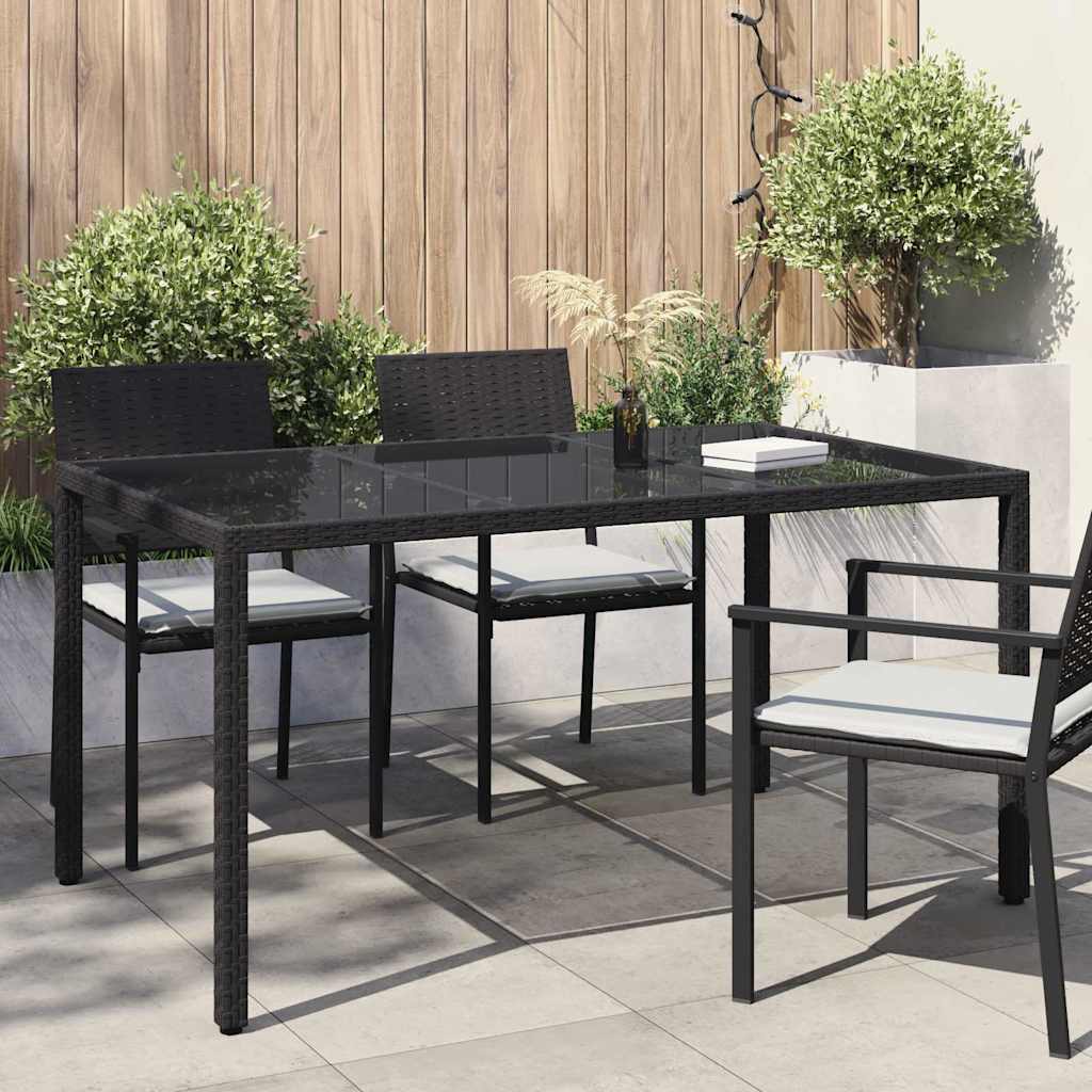 vidaXL Garden Table Black 150 x 90 x 75 cm Poly Rattan