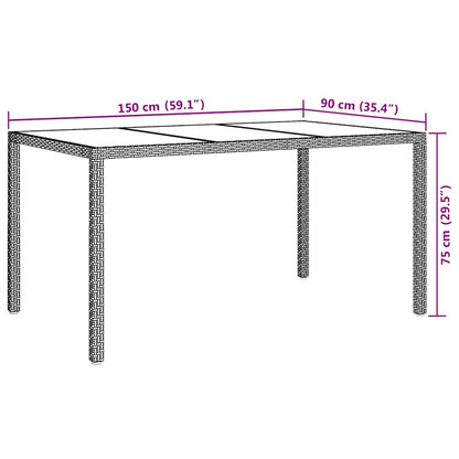 vidaXL Garden Table Grey 150 x 90 x 75 cm Poly Rattan
