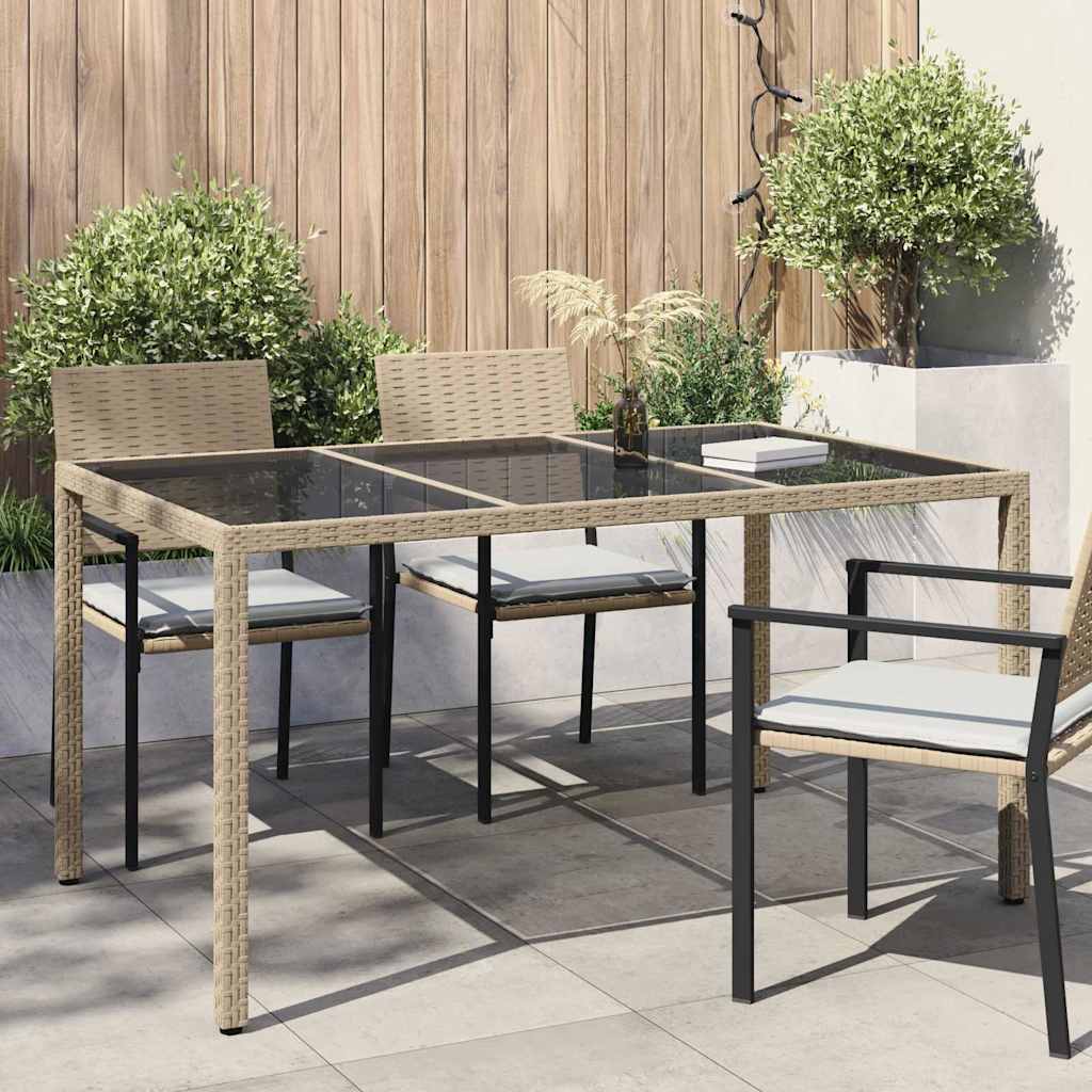 vidaXL Garden Table Beige 150 x 90 x 75 cm Poly Rattan