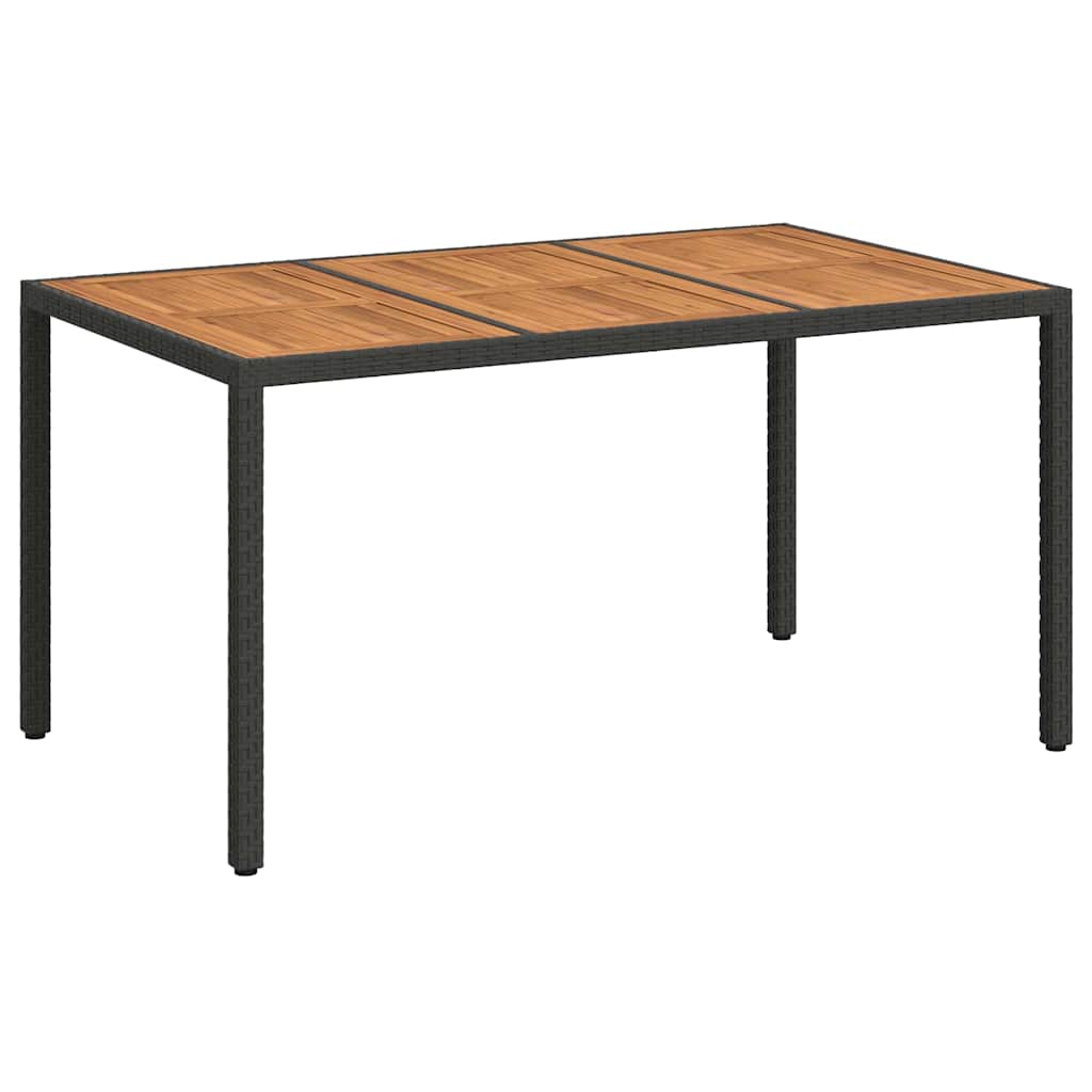 vidaXL Garden Table Black 150 x 90 x 75 cm Poly Rattan