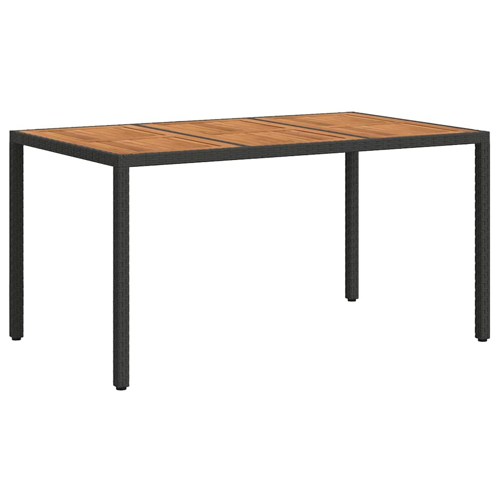 vidaXL Garden Table Black 150 x 90 x 75 cm Poly Rattan