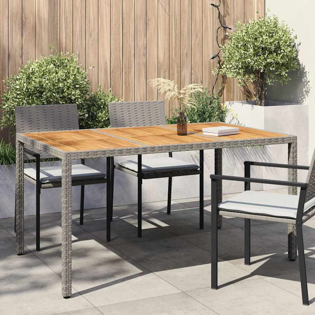 vidaXL Garden Table Grey 150 x 90 x 75 cm Poly Rattan