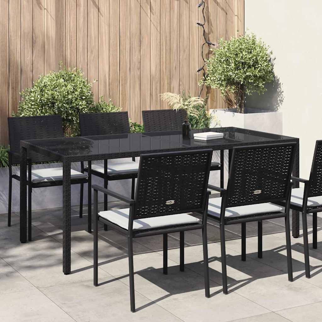 vidaXL Garden Table Black 190 x 90 x 75 cm Poly Rattan