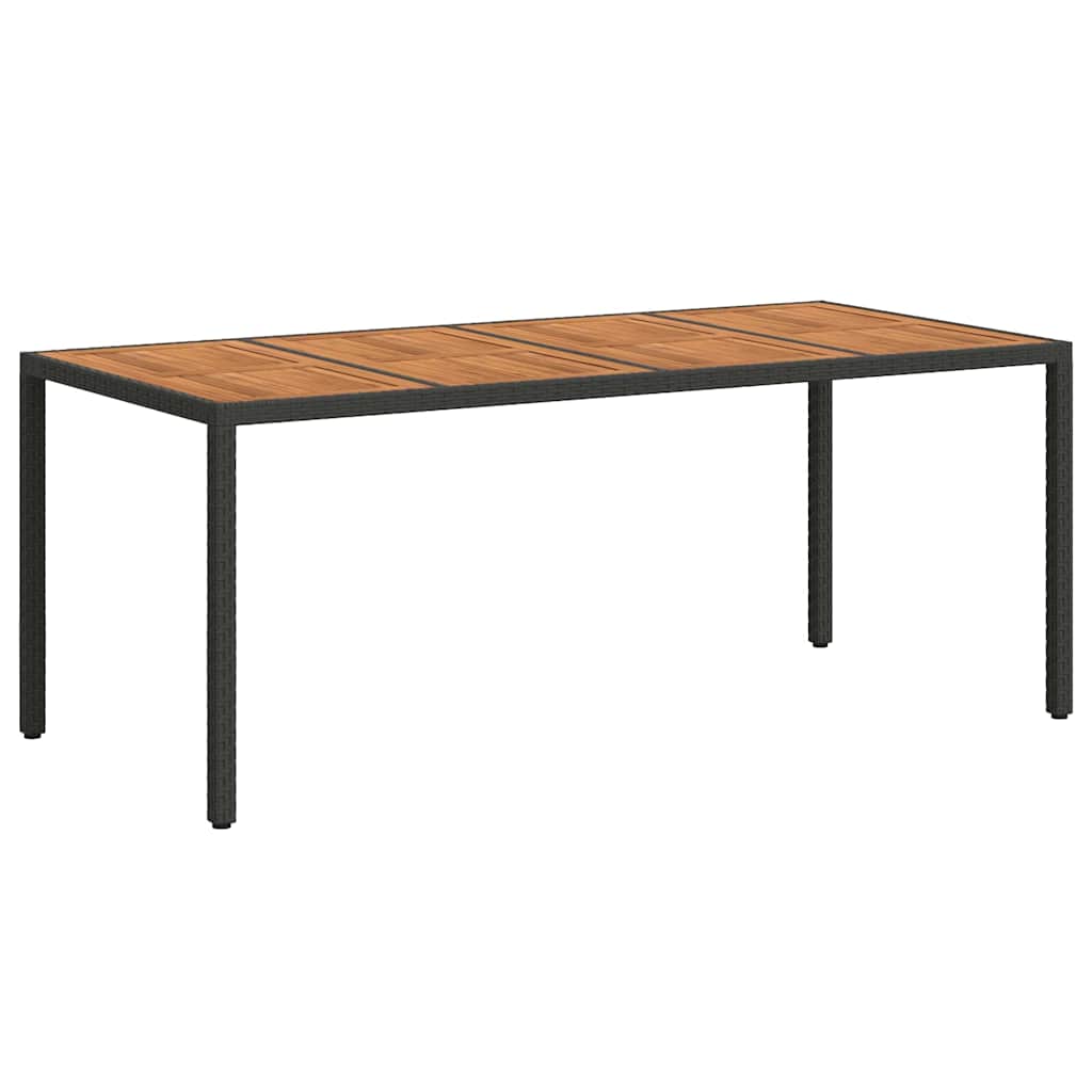vidaXL Garden Table Black 190 x 90 x 75 cm Poly Rattan