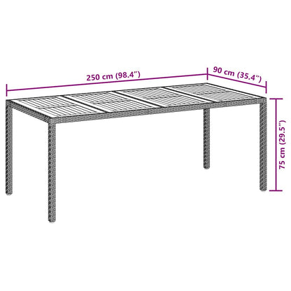 vidaXL Garden Table Black 190 x 90 x 75 cm Poly Rattan