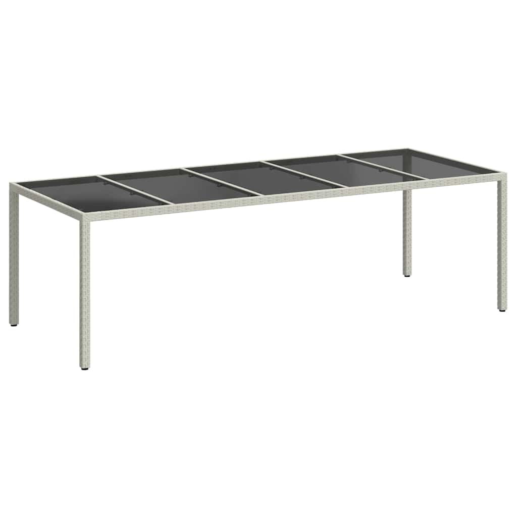 vidaXL Garden Table White 250x100x75 cm Poly Rattan and Tempered Glass