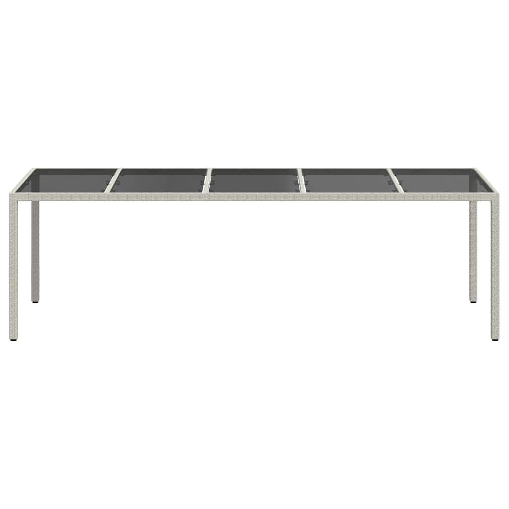 vidaXL Garden Table White 250x100x75 cm Poly Rattan and Tempered Glass