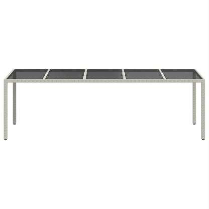 vidaXL Garden Table White 250x100x75 cm Poly Rattan and Tempered Glass