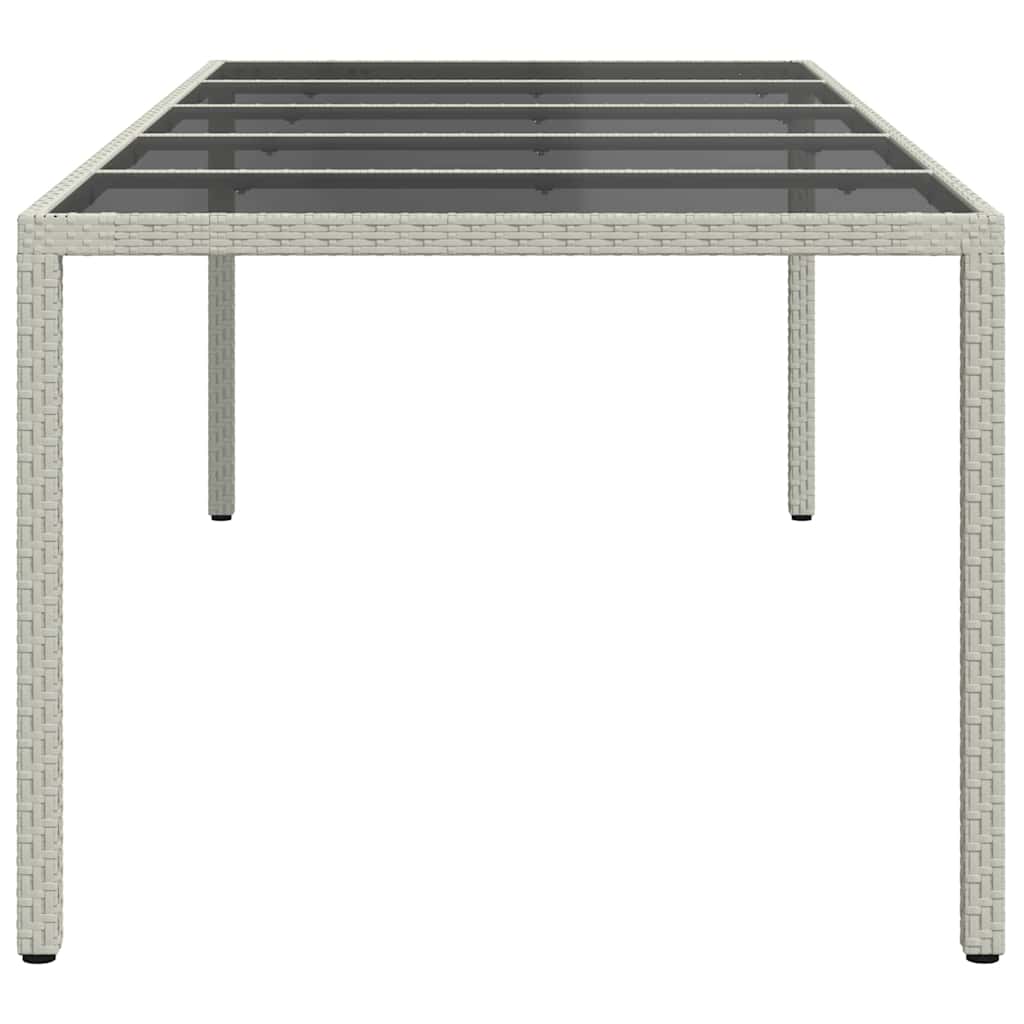 vidaXL Garden Table White 250x100x75 cm Poly Rattan and Tempered Glass