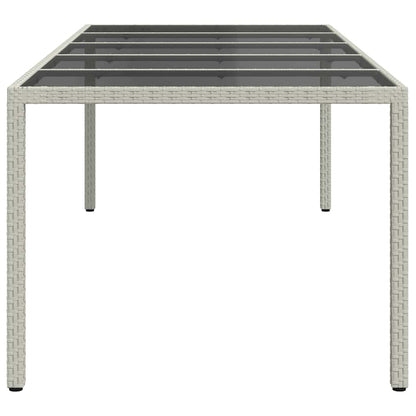 vidaXL Garden Table White 250x100x75 cm Poly Rattan and Tempered Glass