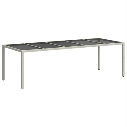 vidaXL Garden Table White 250x100x75 cm Poly Rattan and Tempered Glass