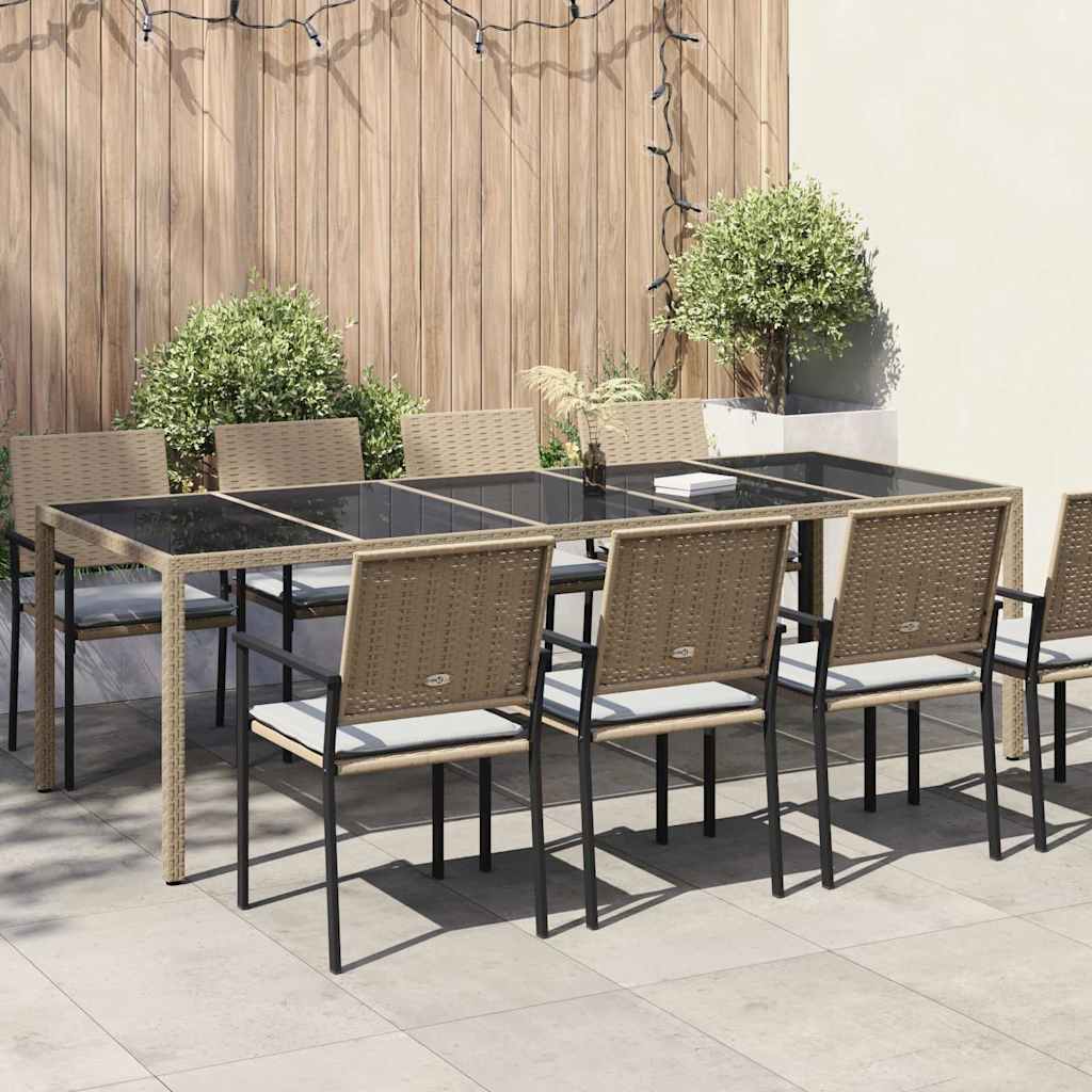 vidaXL Garden Table Beige 250 x 100 x 75 cm Poly Rattan