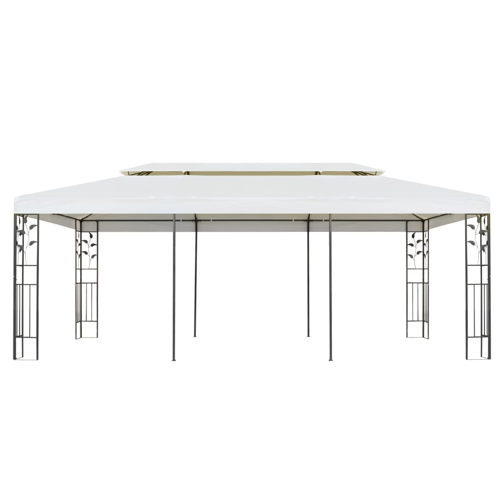 vidaXL Gazebo with Double Roof White 6x3 m Steel