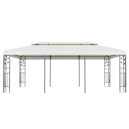 vidaXL Gazebo with Double Roof White 6x3 m Steel